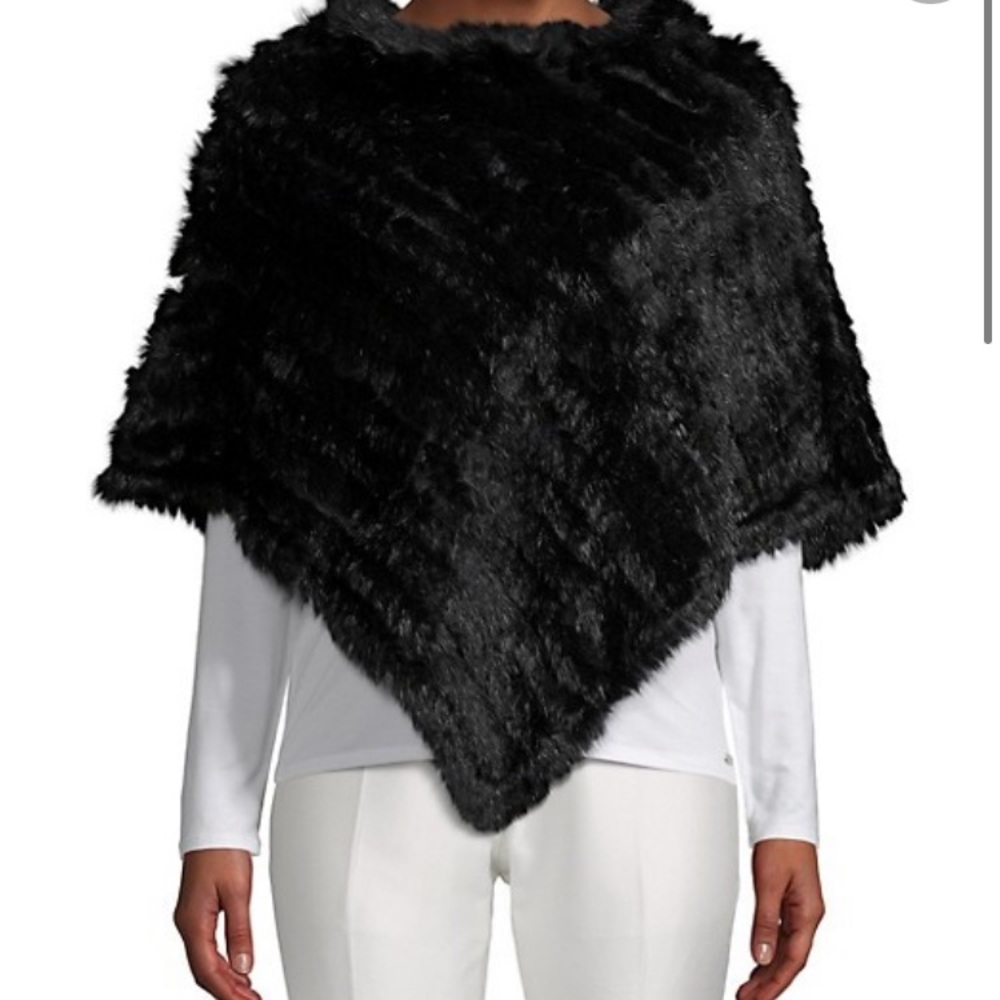 Black Fur Adrienne Landau Poncho Cape NWT - Picture 11 of 11